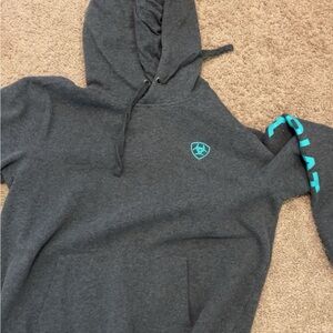 Gray Hoodie with Teal Logo